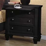 Sandy Beach 3 Drawer Nightstand in Black Finish by Coaster - 201322