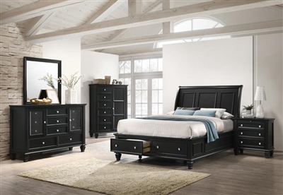 Sandy Beach Storage Bed 6 Piece Bedroom Set in Black Finish by Coaster - 201329