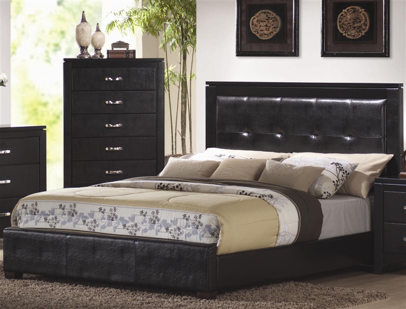Dylan Black Faux Leather Upholstered, Black Leather Tufted Bed