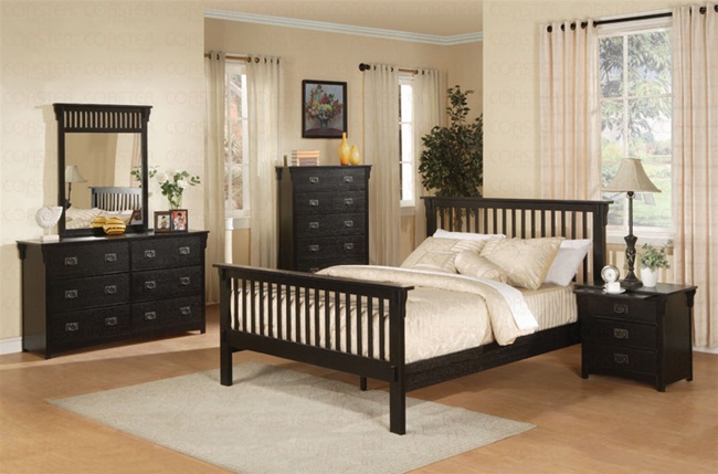 6 Piece Mission Style Bedroom Set In Distressed Black Finish By Coaster 201441