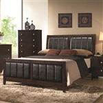 Carlton Upholstered Bed in Cappuccino Finish by Coaster - 202091Q