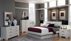 Jessica Platform Bed 9 Piece Bedroom Set with Back Panels in White Finish by Coaster - 202990BP