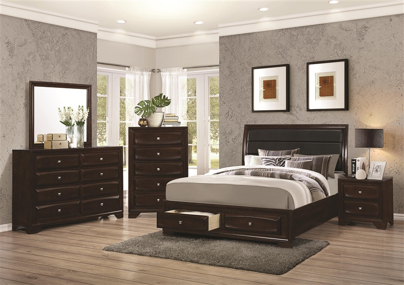 Jaxson Storage Bed 6 Piece Bedroom Set In Cappuccino Finish By Coaster 203481