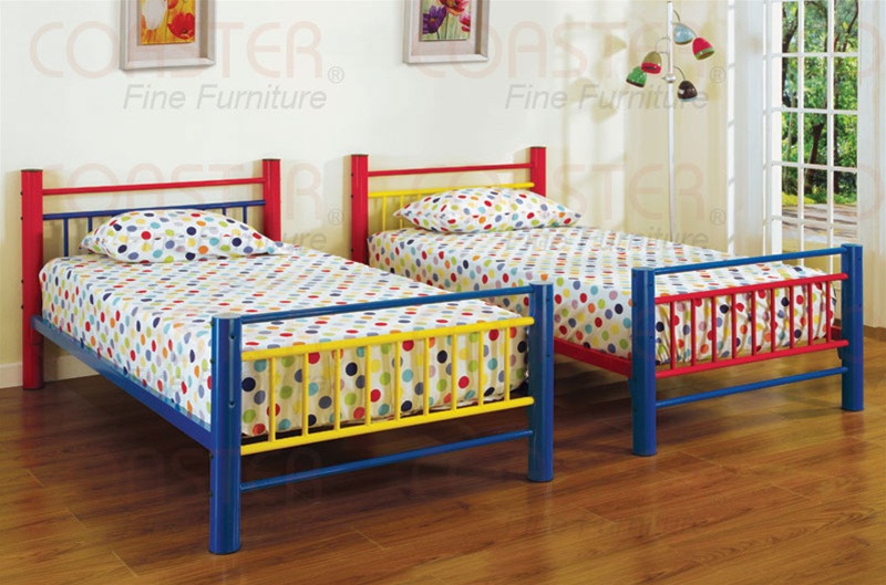 Twin Multicolor Metal Bunk Bed By, Red Yellow Blue Metal Bunk Bed