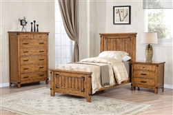 Brenner Panel Bed 4 Piece Youth Bedroom Set in Rustic Honey Finish by Coaster - 205261-T