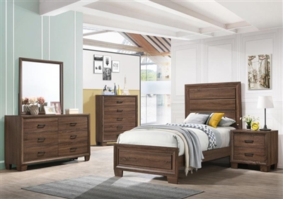 Brandon 4 Piece Youth Bedroom Set in Medium Warm Brown Finish by Coaster - 205321T