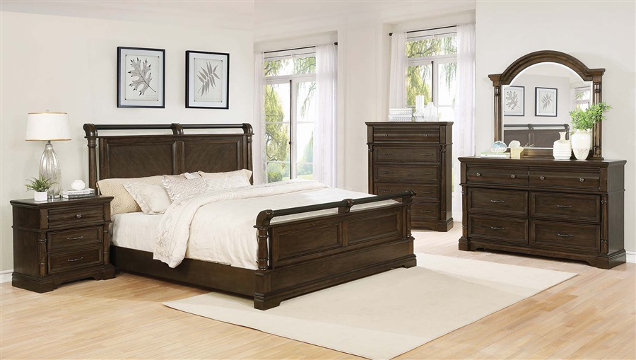 chandler 6 piece bedroom set in heirloom brown finishcoaster