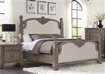 Jenna Upholstered Poster Bed in Vintage Grey Finish by Coaster - 215681Q