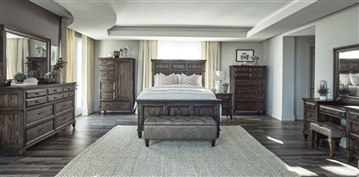 Avenue Panel Bed 6 Piece Bedroom Set in Weathered Burnished Brown Finish by Coaster - 223031