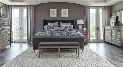 Alderwood Upholstered Bed 6 Piece Bedroom Set in French Grey Finish by Coaster - 223121