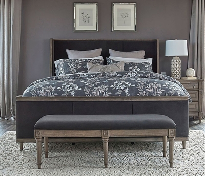Alderwood Upholstered Bed in French Grey Finish by Coaster - 223121Q