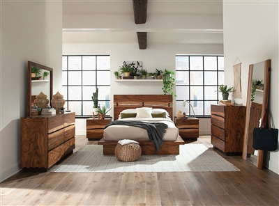Winslow Platform Bed 6 Piece Bedroom Set in Smokey Walnut and Coffee Bean Finish by Coaster - 223250