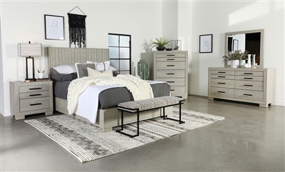 Channing 6 Piece Bedroom Set in Rough Sewn Grey Oak Finish by Coaster - 224341