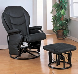 Black Leatherette Glider with Matching Ottoman by Coaster - 2946