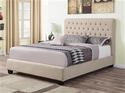 Chloe Oatmeal Linen Upholstered Bed by Coaster - 300007