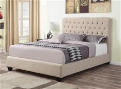 Chloe Oatmeal Linen Upholstered Bed by Coaster - 300007Q