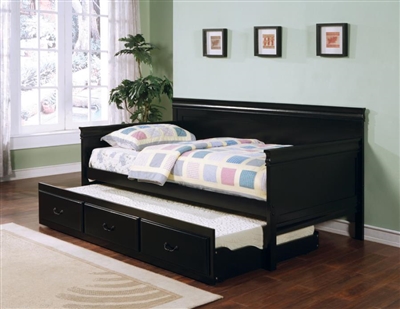 Ancona Trundle Daybed in Black Finish by Coaster - 300036BLK