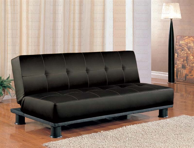 Black Vinyl Sofa Bed By Coaster 300163, Black Vinyl Sofa Bed