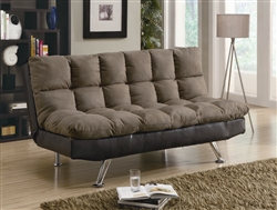 Elise Biscuit Tufted Back Futon Sofa Bed in Brown Two Tone Fabric by Coaster - 300306