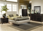 Phoenix Platform Upholstered Bed 6 Piece Bedroom Set in Rich Deep Cappuccino Finish by Coaster - 300369