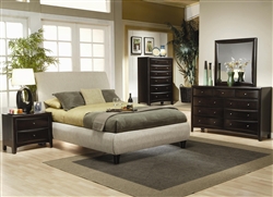 Phoenix Platform Upholstered Bed 6 Piece Bedroom Set in Rich Deep Cappuccino Finish by Coaster - 300369