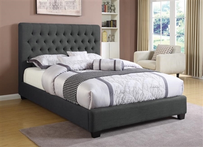 Chloe Charcoal Linen Upholstered Bed by Coaster - 300529