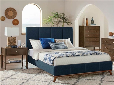 Charity Blue Fabric Upholstered Bed by Coaster - 300626Q
