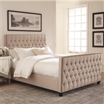Saratoga Beige Fabric Upholstered Bed 2 Piece Set by Scott Living - 300714-2