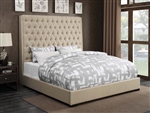 Camille Cream Fabric Upholstered Bed by Coaster - 300722Q