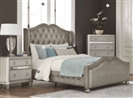 Bling Game Upholstered Bed in Metallic Platinum Finish by Coaster - 300824Q