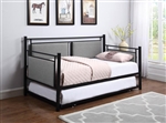Joelle Trundle Daybed in Grey Fabric and Black Metal Finish by Coaster - 300940
