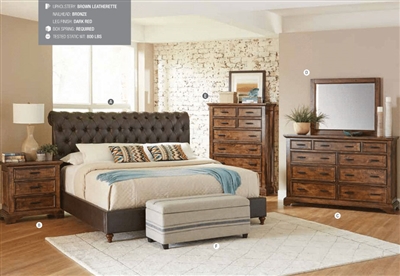 Gresham Upholstered Bed 6 Piece Bedroom Set in Vintage Bourbon Finish by Coaster - 301097
