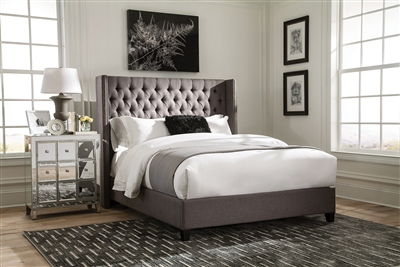 Bancroft Grey Fabric Upholstered Bed by Coaster - 301405Q