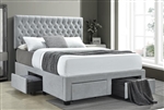 Soledad Platform Storage Upholstered Bed in Light Grey Fabric by Coaster - 305878Q