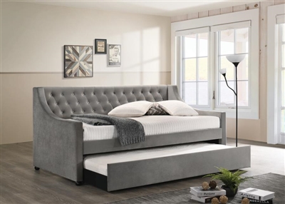 Chatsboro Trundle Daybed in Grey Velvet by Coaster - 305883