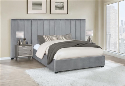 Arles Grey Velvet Upholstered Bed by Coaster - 306070B
