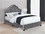 Abbeville Grey Velvet Upholstered Bed by Coaster - 315891Q