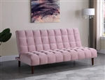 Cullen Futon Sofa Bed in Pink Velvet Upholstery by Coaster - 360236