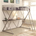 Hyde Twin Workstation Loft Bed in Silver Finish by Coaster - 400034T
