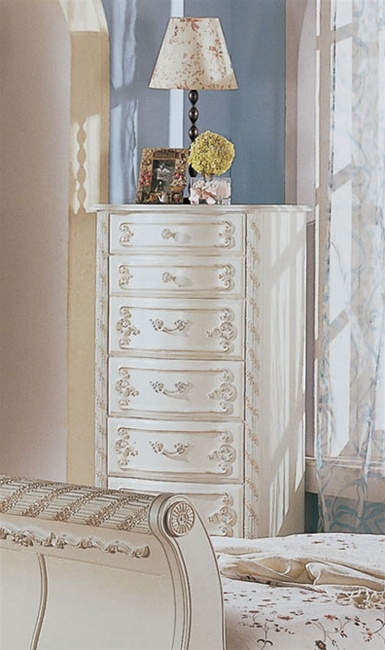 4 PIECE Alexandria Poster Bed Bedroom Furniture Set in White Pearl
