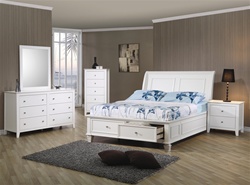 Sandy Beach 4 Piece Storage Bed Bedroom Set in White Finish by Coaster - 400239
