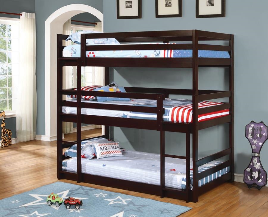 Sandler Triple Twin Bunk Bed In, Rose Gold Bunk Bed