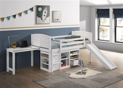 Millie Twin Workstation Loft Bed in White Finish by Coaster - 400330T