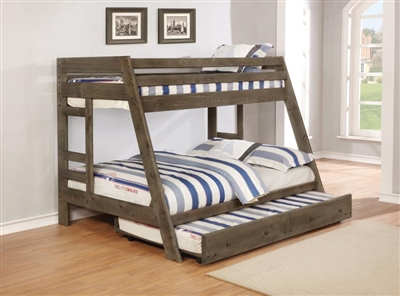 Wrangle Hill Twin Over Full Bunk Bed 3 Piece Set in Gun Smoke Finish by Coaster - 400830-T
