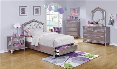 Caroline Storage Bed 4 Piece Youth Bedroom Set in Metallic Lilac Finish by Coaster - 400891T
