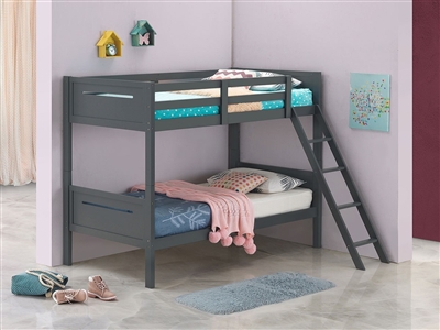 Littleton Twin Twin Bunk Bed in Grey Finish by Coaster - 405051GRY