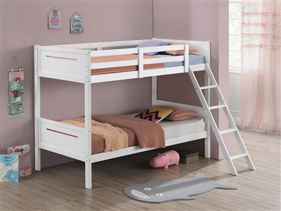 Littleton Twin Twin Bunk Bed in White Finish by Coaster - 405051WHT