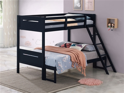 Littleton Twin Full Bunk Bed in Blue Finish by Coaster - 405052BLU