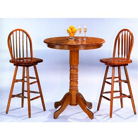 Counter Height 3 Piece Bar Table, Bar Height Oak Table And Chairs