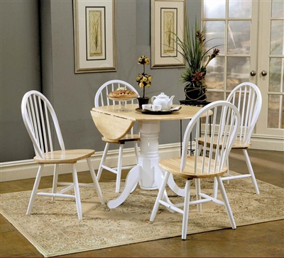 Country 5 Piece Round Dining Set in Two Tone Finish by Coaster - 4241